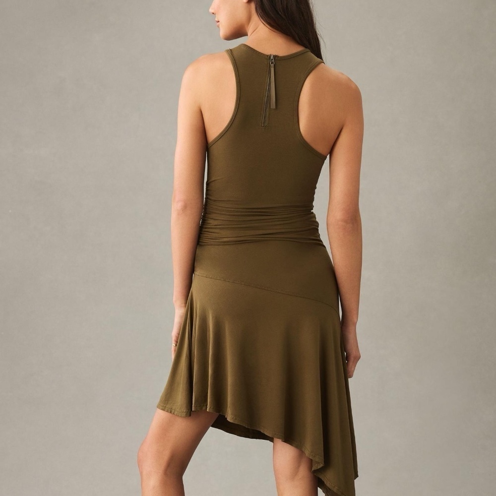 NWT Anthropologie Olive Daily Practice Sleeveless Side Ruched Dress Medium - Picture 7 of 9